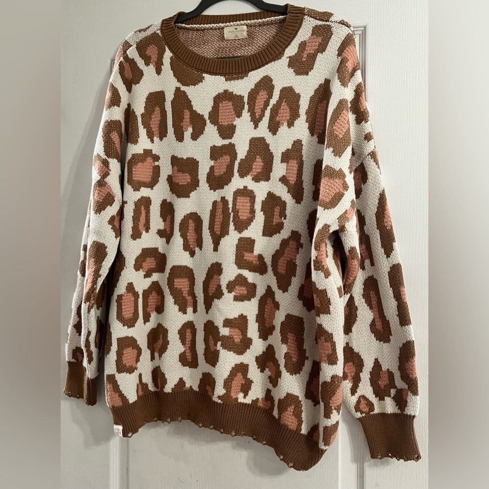 Simply southern pink & brown cheetah sweater
